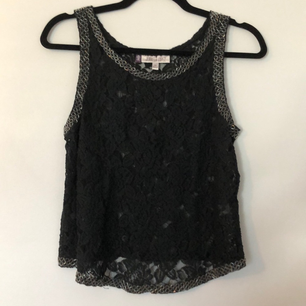 Beaded Black Lace Top